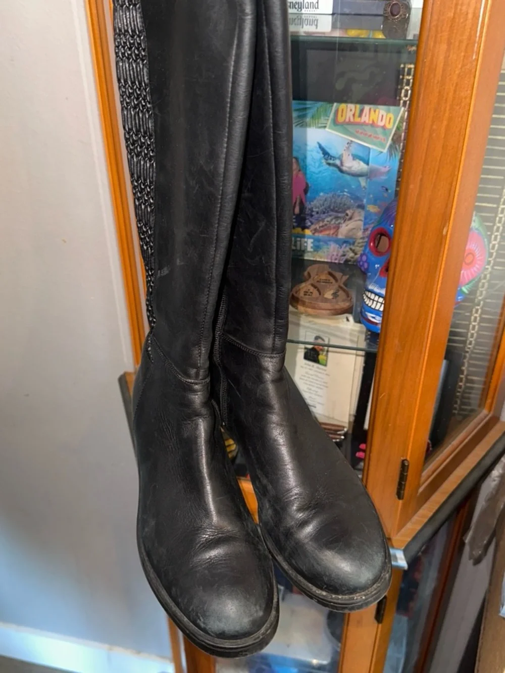 Blondo Black Over-The-Knee Knit-Back Riding Boots